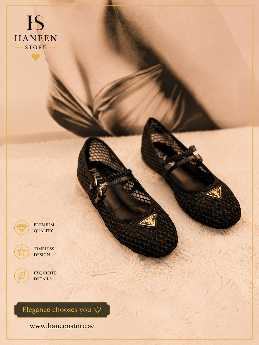 Prada Mesh Mary Jane Flats